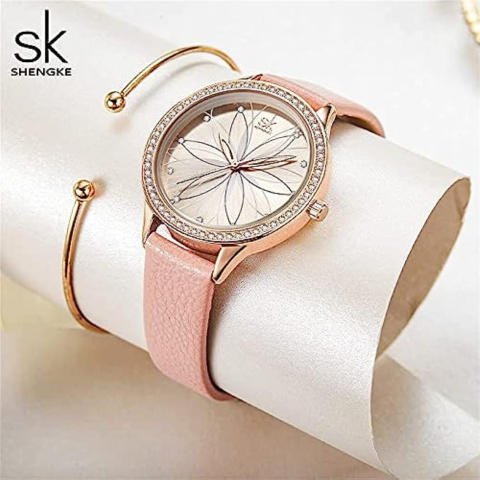SHENGKE Women's Watch Leather Band Luxury Watches for Women Waterproof reloj para Mujer