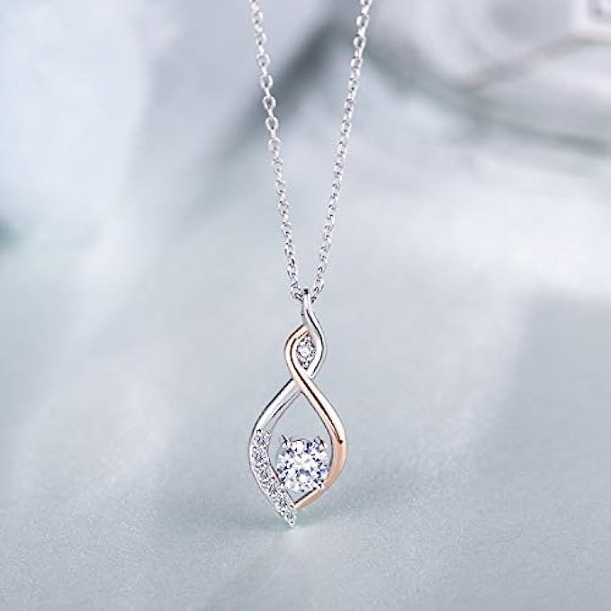 Silver Necklaces for Women 925 Sterling Silver Necklace Infinity Love Pendant CZ Diamond Necklace Women Jewelry Gifts for Valentine's Day