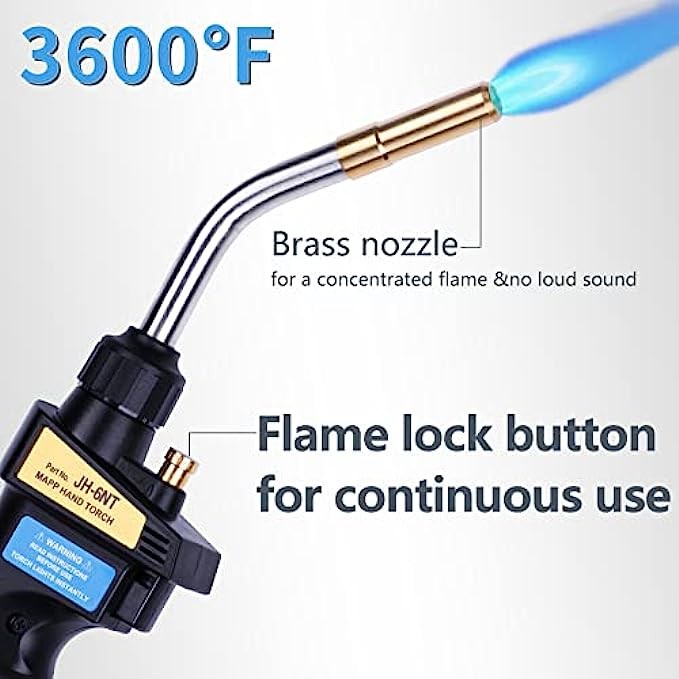 Propane Torch Head High Intensity, Torch Head Trigger Start with Flame Lock for MAP PRO MAPP Propane Tank, Multi-Purpose Gift for Soldering Welding Lighting Cooking BBQ Thawing
