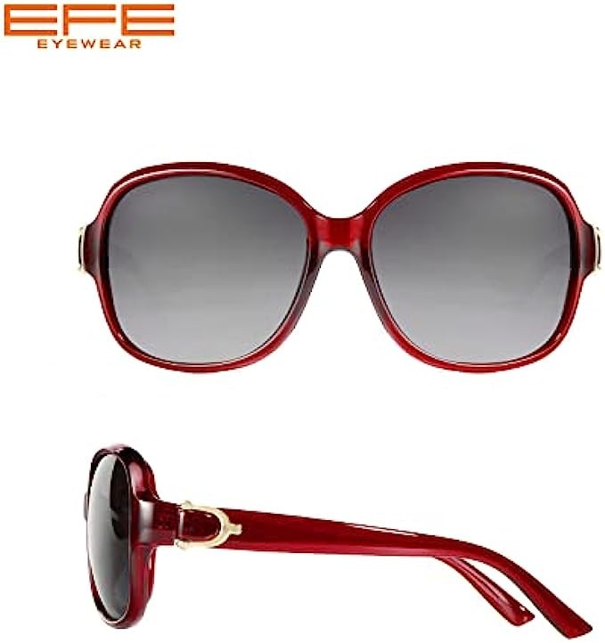 EFE Classic Oversized Polarized Sunglasses for Women Composite TR90 Frame UV 400 Protection Fashion Retro Eyewear