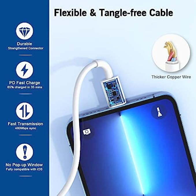 iPhone Fast charger, 20W[Apple MFi Certified] USB Type C Fast Charging Block Power Delivery Apple Fast Charger Lightning Charger with 3.3ft Lightning Cable for iPhone 13 Pro Max Mini 12 Pro 11 XS X XR